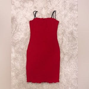 Red Ribbed Mini Dress💗